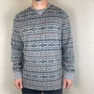 Eddie Bauer waffle knit top Western Tribal size L oversized fits XXL Gray